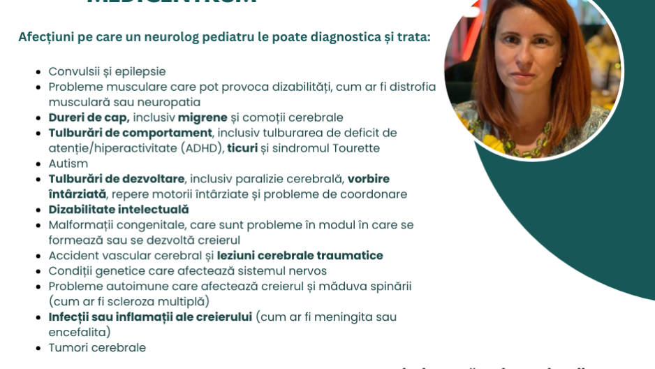 Neurologie pediatrica Afecțiuni pe care un neurolog pediatru le poate diagnostica și trata: